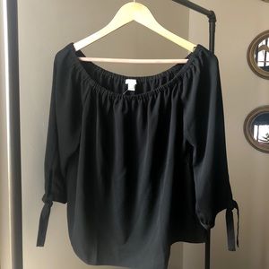 J.Crew Factory mid sleeve black blouse